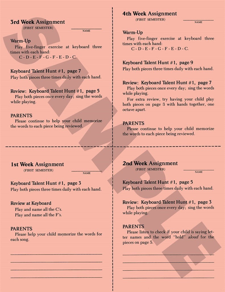 1st Semester Class Lesson Sheets